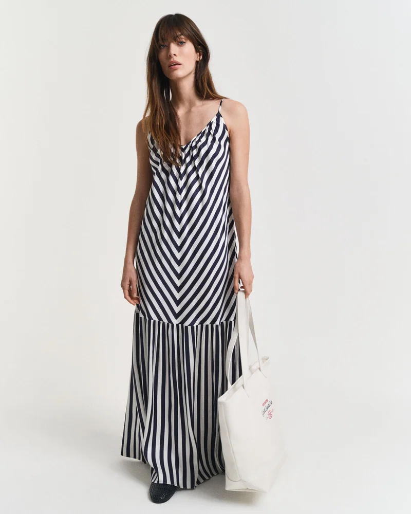 GANT Maxi Chevron Striped Strap Dress