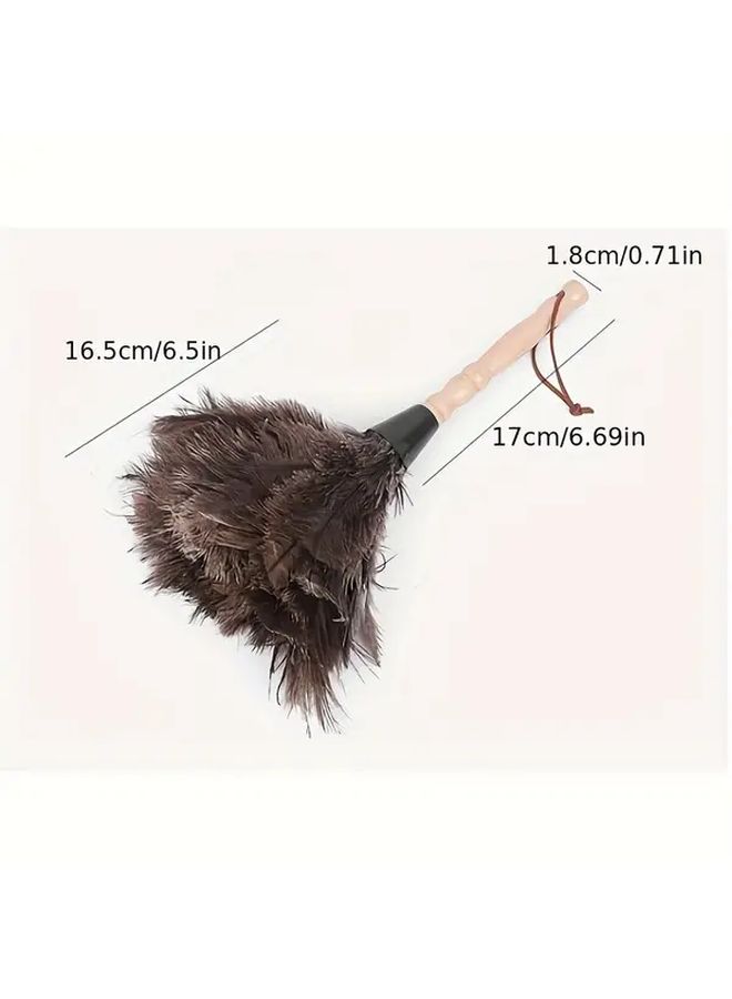 Ostrich Feather Duster With Wooden Handle Soft For Home Car 1pc - Image 3