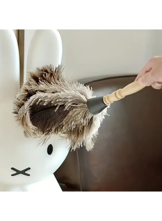Ostrich Feather Duster With Wooden Handle Soft For Home Car 1pc - Image 5