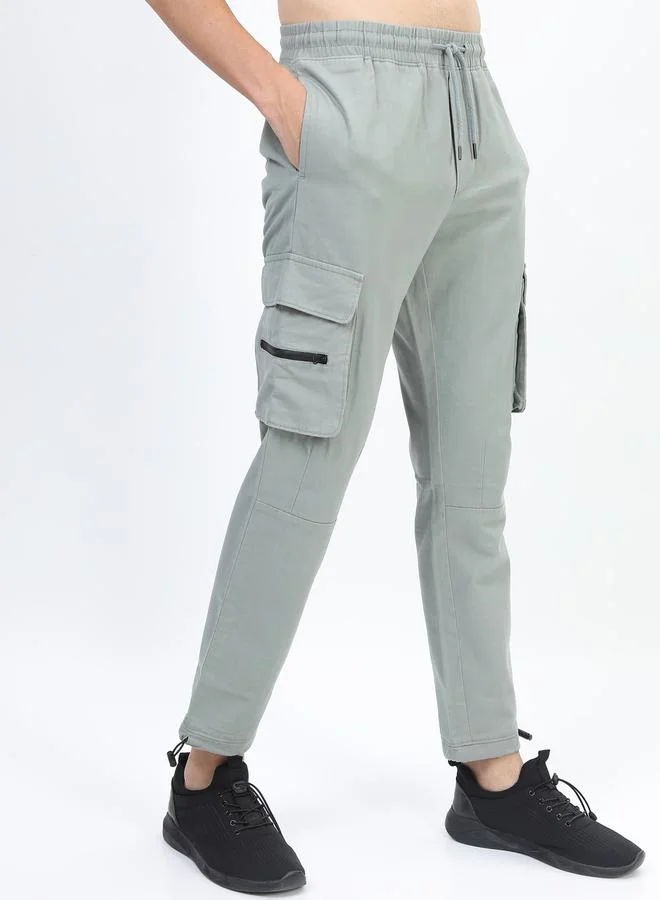 HIGHLANDER Panelled Cargo Pants with Drawstring Hem by Styli