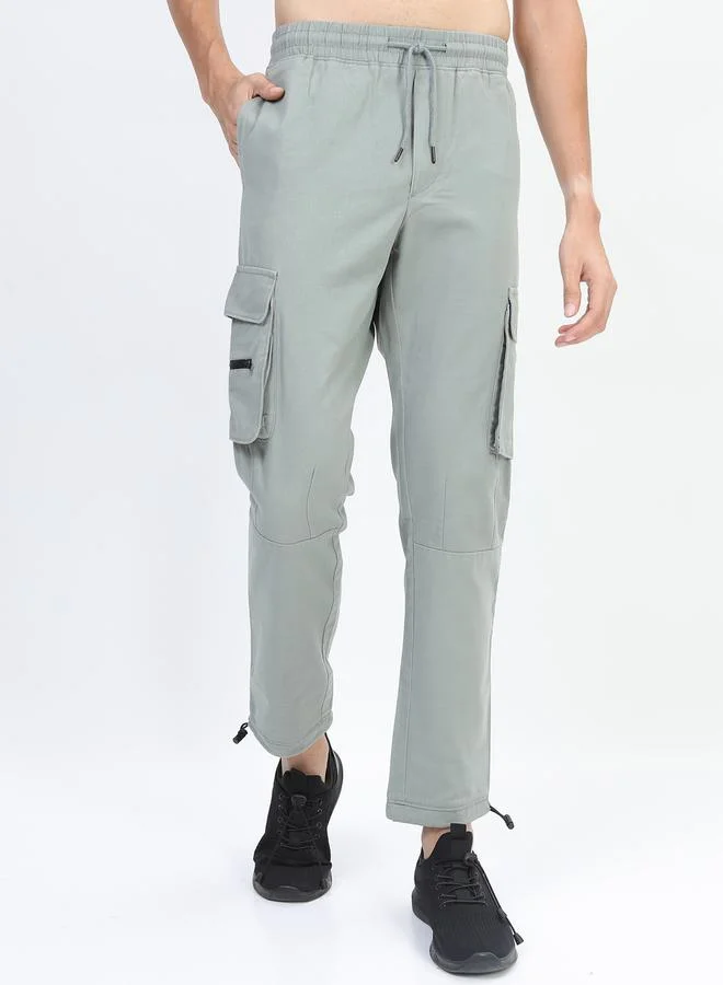 HIGHLANDER Panelled Cargo Pants with Drawstring Hem by Styli
