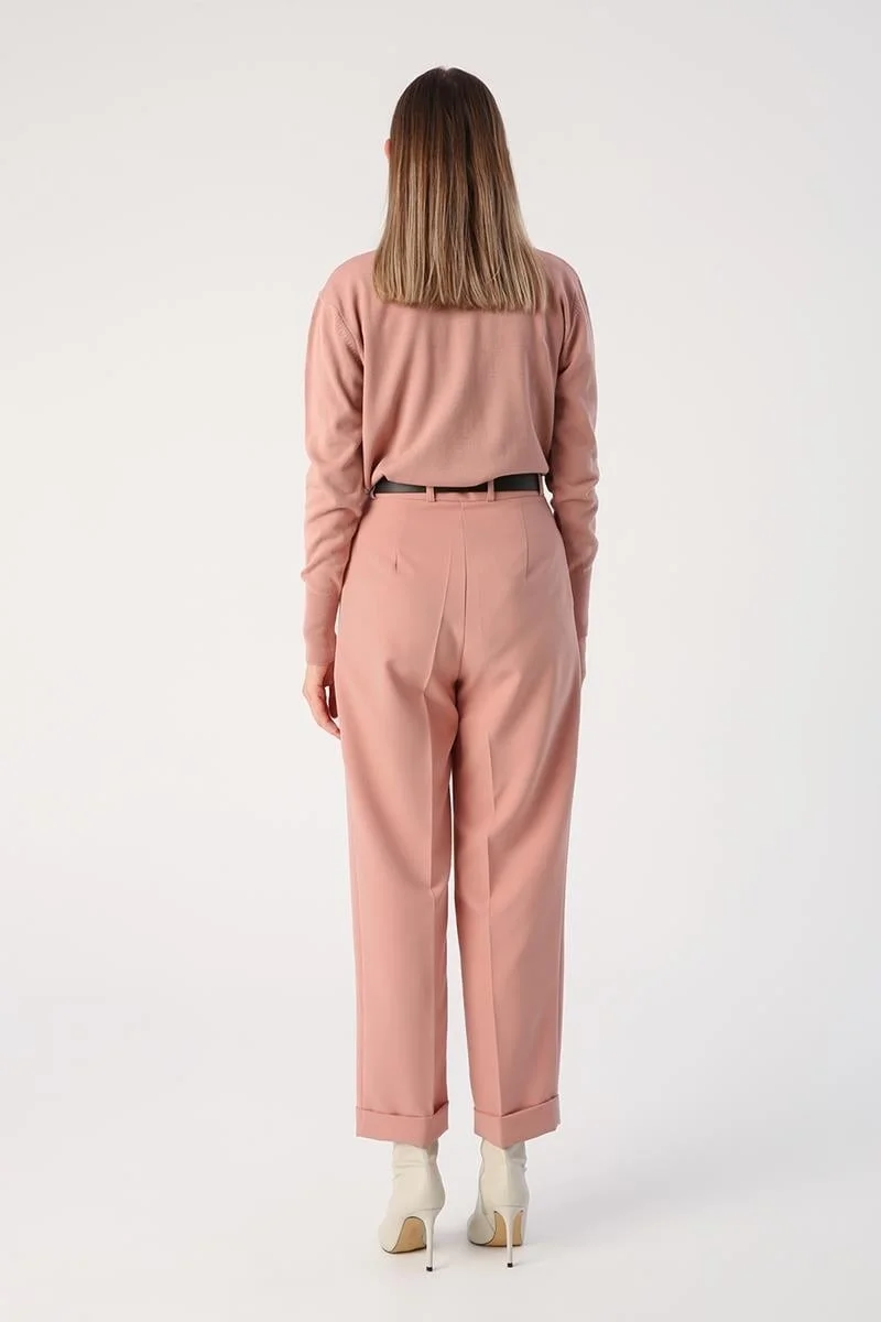 Allday Powder-Belted Double Leg Pleated Carrot Trousers