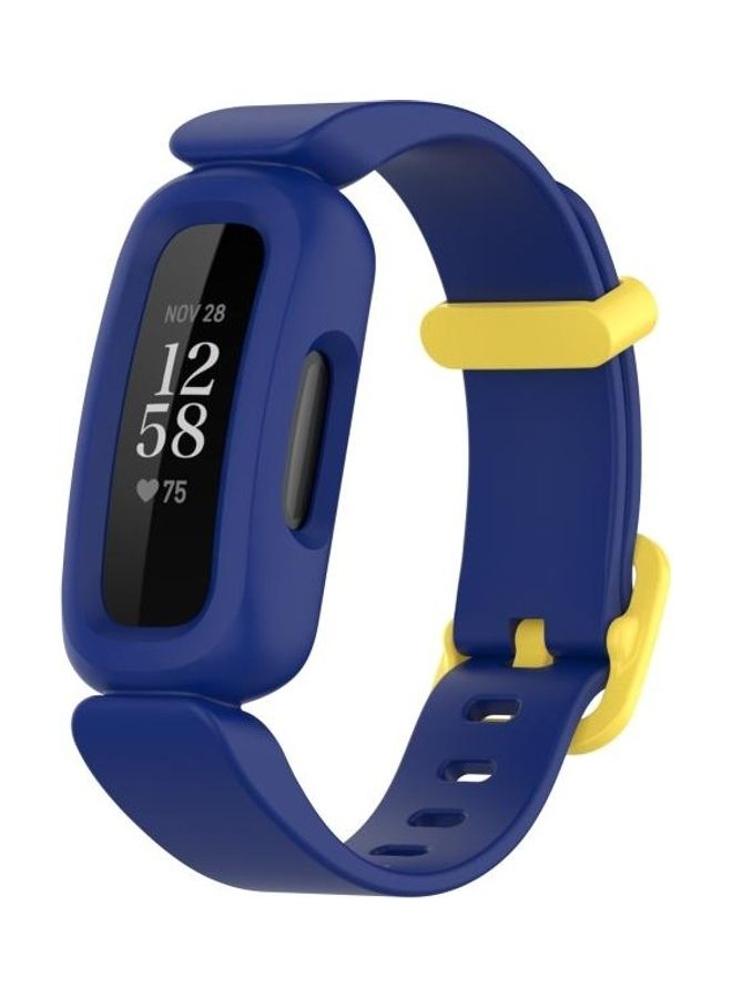 NIBEMINENT Silicone Integrated Replacement Strap Watchband For Fitbit Ace 3 Blue/Yellow - Image 2