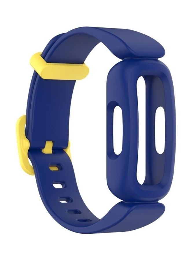 NIBEMINENT Silicone Integrated Replacement Strap Watchband For Fitbit Ace 3 Blue/Yellow - Image 1