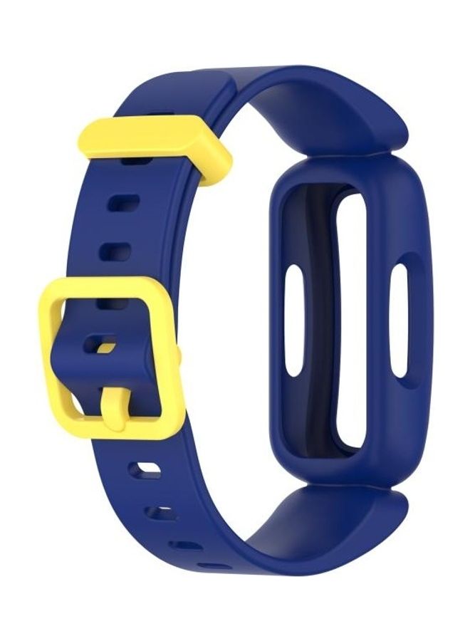 NIBEMINENT Silicone Integrated Replacement Strap Watchband For Fitbit Ace 3 Blue/Yellow - Image 3