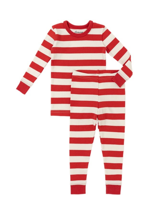 AVAUMA Baby Boys Girls Pajamas Sets 6M-10Y Kids Cute Toddler Christmas Stripe Pattern Design Pjs Cotton Sleepwear (RedST/RedCuff.5T) - Image 1