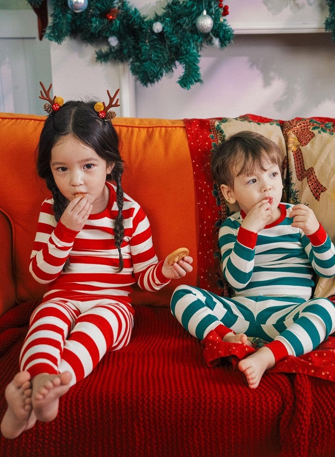 AVAUMA Baby Boys Girls Pajamas Sets 6M-10Y Kids Cute Toddler Christmas Stripe Pattern Design Pjs Cotton Sleepwear (RedST/RedCuff.5T) - Image 3