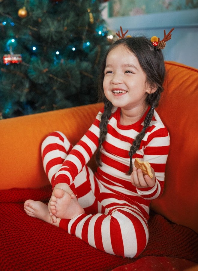 AVAUMA Baby Boys Girls Pajamas Sets 6M-10Y Kids Cute Toddler Christmas Stripe Pattern Design Pjs Cotton Sleepwear (RedST/RedCuff.5T) - Image 2