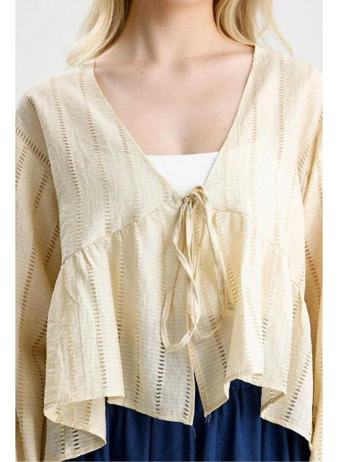 mina aise Front-Tied Stone Blouse 31127.