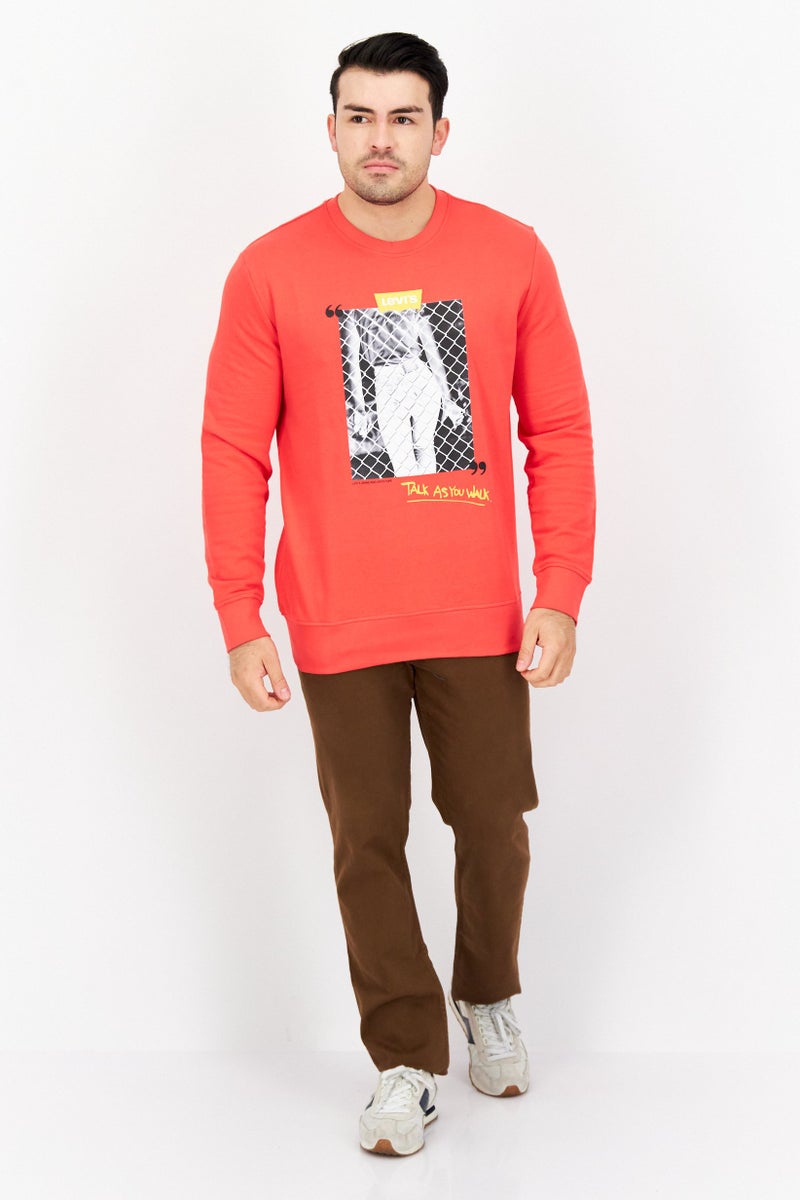 Levi's سويت شيرتات بأكمام طويلة للرجال بتصميم جرافيكي، مجموعة حمراء - Image 3