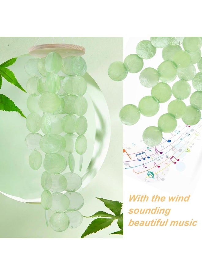 Relex Wind Chimes for Outside, Handcrafted Green Capiz Shells Windchime Coastal Style Decor for Indoor/Outdoors, Garden Decor, Great for Women, Wind Chimes Lovers and More - Image 2