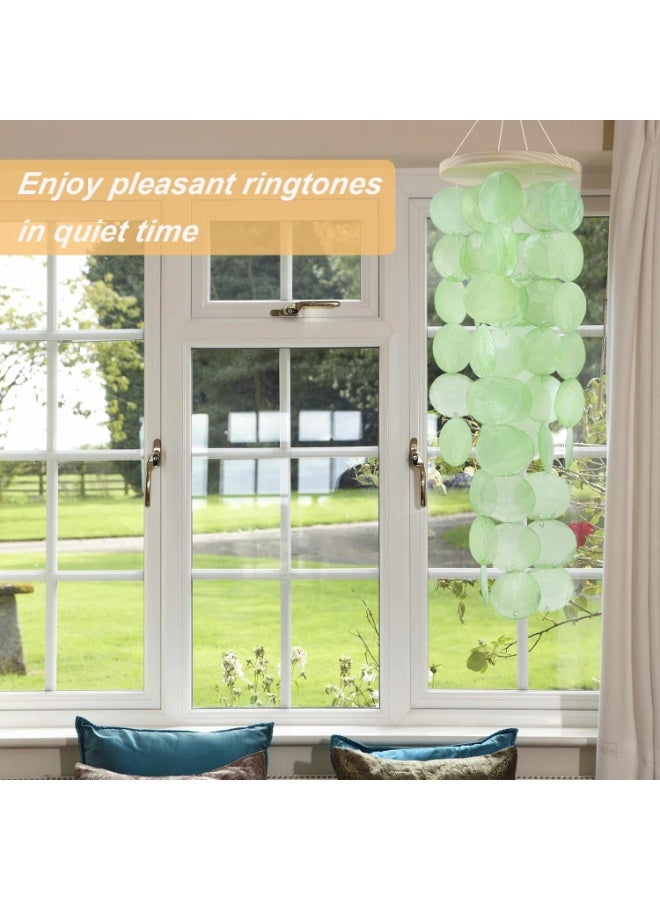 Relex Wind Chimes for Outside, Handcrafted Green Capiz Shells Windchime Coastal Style Decor for Indoor/Outdoors, Garden Decor, Great for Women, Wind Chimes Lovers and More - Image 5