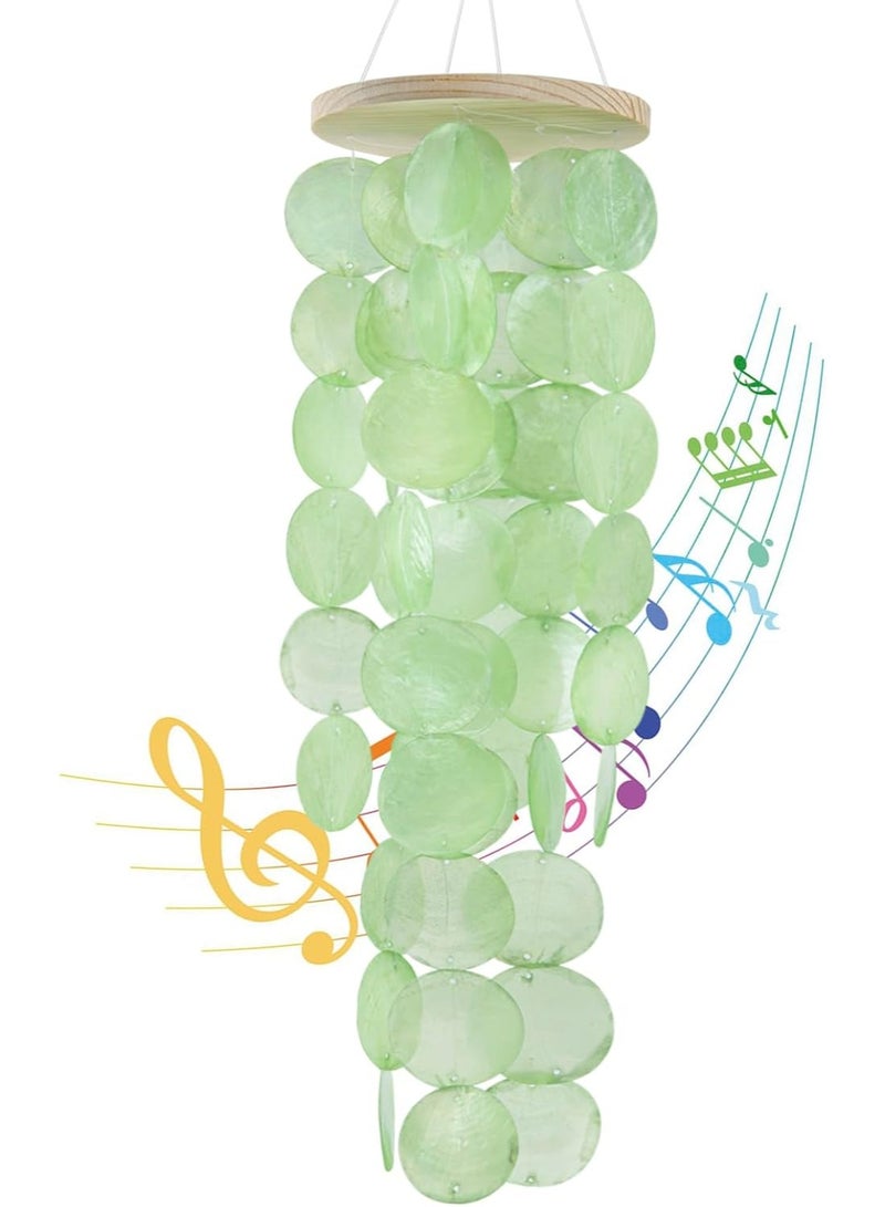 Relex Wind Chimes for Outside, Handcrafted Green Capiz Shells Windchime Coastal Style Decor for Indoor/Outdoors, Garden Decor, Great for Women, Wind Chimes Lovers and More - Image 1
