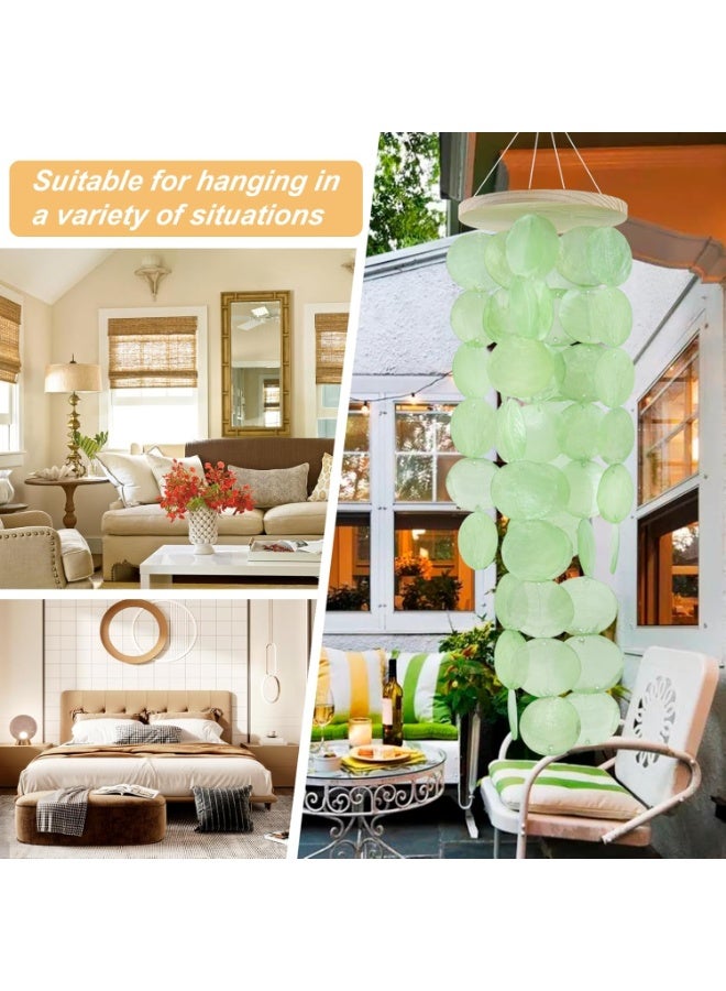 Relex Wind Chimes for Outside, Handcrafted Green Capiz Shells Windchime Coastal Style Decor for Indoor/Outdoors, Garden Decor, Great for Women, Wind Chimes Lovers and More - Image 4