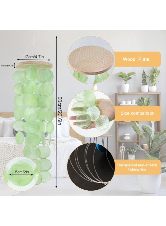 Relex Wind Chimes for Outside, Handcrafted Green Capiz Shells Windchime Coastal Style Decor for Indoor/Outdoors, Garden Decor, Great for Women, Wind Chimes Lovers and More - Image 3