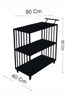 New and attractive design three-tier black wood serving cart, 80 cm length x 90 cm height x 40 cm width: Perfect for decorating your home or organizing your parties. Adds a touch of elegance to any occasion, whether it is a romantic dinner or a family gathering. - pzsku/Z6DFC887DBE70CFF75733Z/45/_/1739462550/a417fdf6-8240-44da-a944-80fc04dd9e05