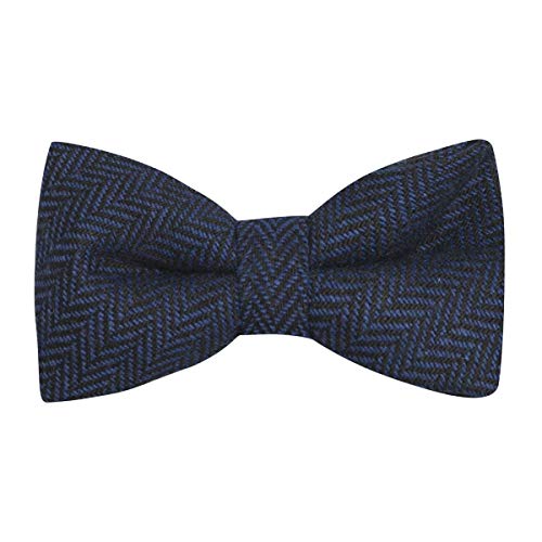 King & Priory Midnight Blue & Black Herringbone Bow Tie - Image 2