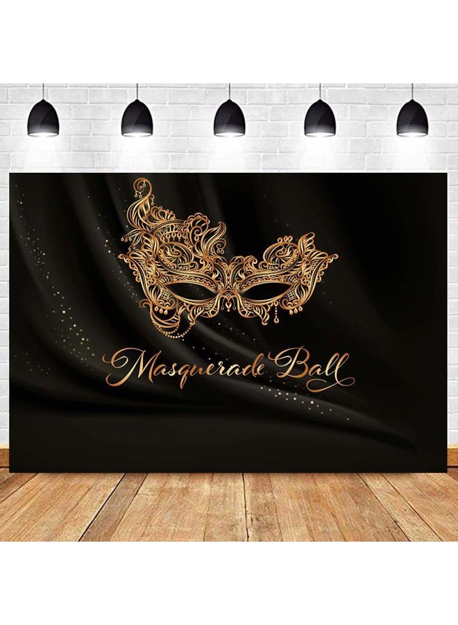SSCSTS Golden Mask Backdrop 9x6ft Shining Retro Golden Mask Masquerade Ball Black Photography Background Mardi Gras Masquerade Carnival Party Banner LYST1097 - Image 3
