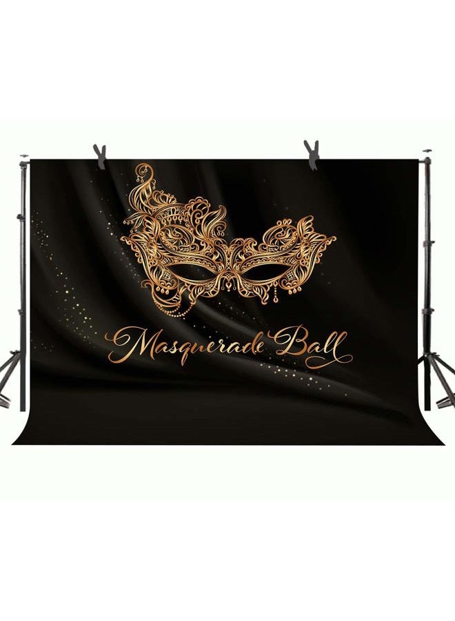SSCSTS Golden Mask Backdrop 9x6ft Shining Retro Golden Mask Masquerade Ball Black Photography Background Mardi Gras Masquerade Carnival Party Banner LYST1097 - Image 1