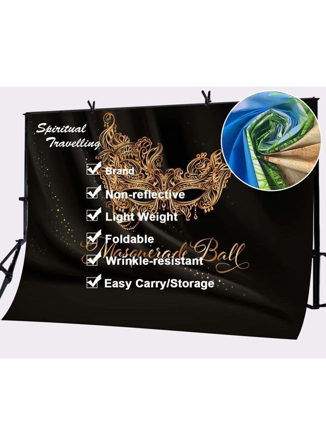 SSCSTS Golden Mask Backdrop 9x6ft Shining Retro Golden Mask Masquerade Ball Black Photography Background Mardi Gras Masquerade Carnival Party Banner LYST1097 - Image 5