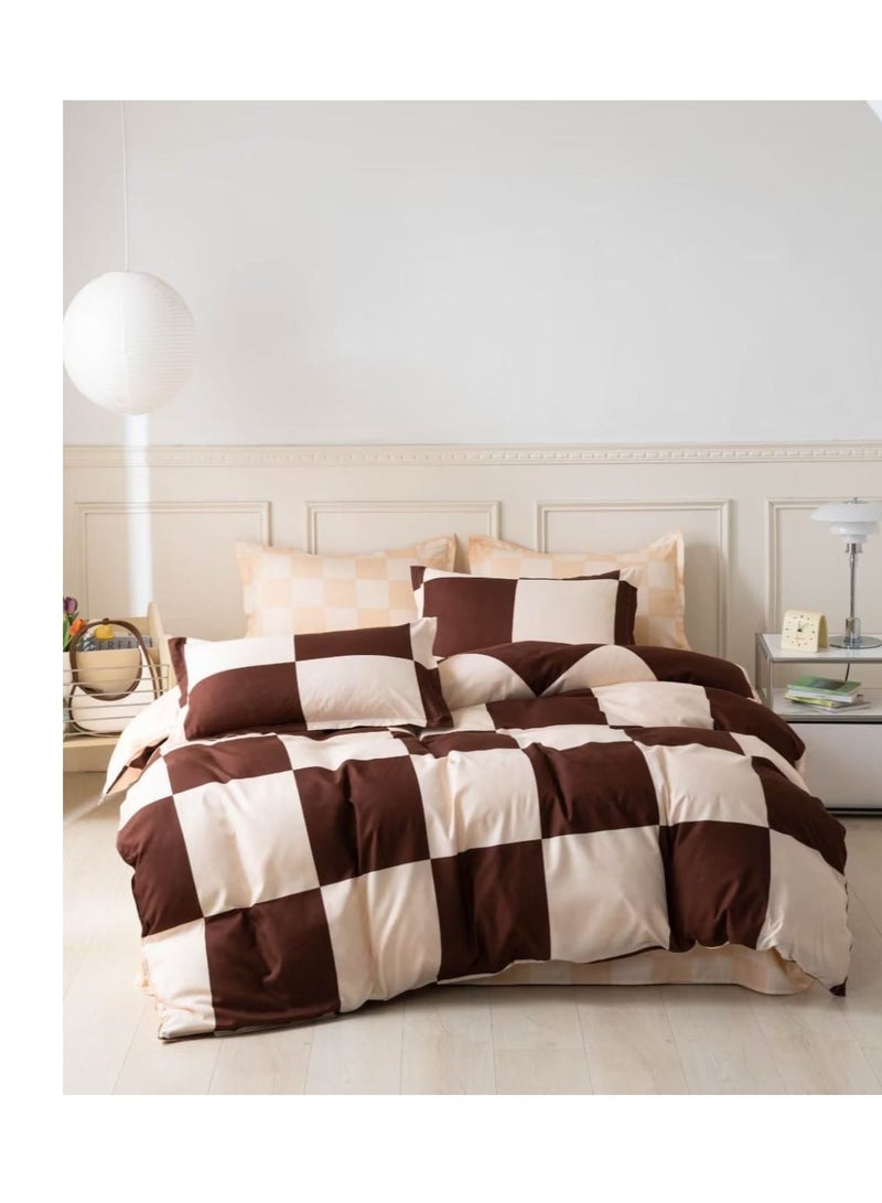 6 قطع طقم سرير بلون فاخر طقم غطاء لحاف سرير حجم كينج طقم سرير متعدد الألوان