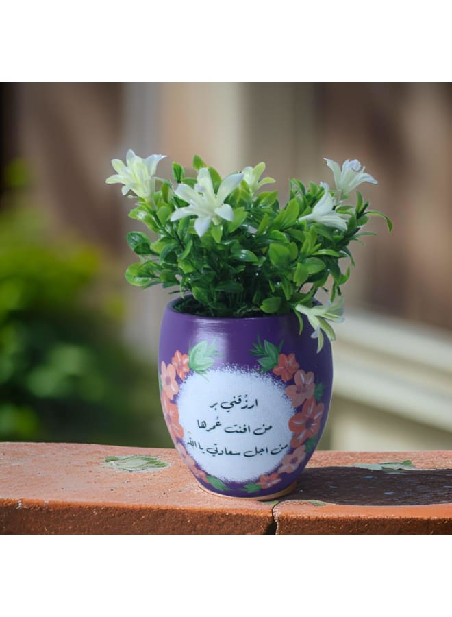 Handnade artificial plant pot - purple - 18*10 cm