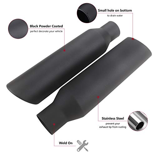 LCGP 2 Pcs 2.5" Inlet Exhaust Tips,2.5" Inlet x 4" Outlet x 17" Overall Length, Weld On, Universal Stainless Steel Black Diesel Exhaust Tailpipe - Image 3