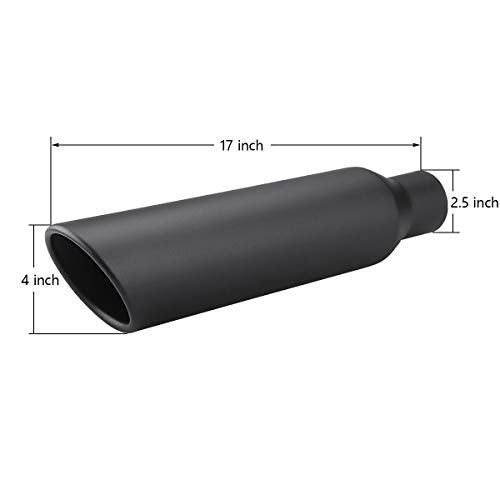 LCGP 2 Pcs 2.5" Inlet Exhaust Tips,2.5" Inlet x 4" Outlet x 17" Overall Length, Weld On, Universal Stainless Steel Black Diesel Exhaust Tailpipe - Image 4