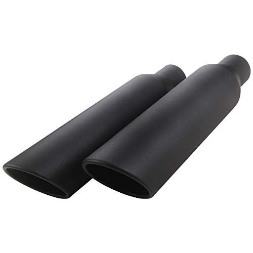 LCGP 2 Pcs 2.5" Inlet Exhaust Tips,2.5" Inlet x 4" Outlet x 17" Overall Length, Weld On, Universal Stainless Steel Black Diesel Exhaust Tailpipe - Image 1