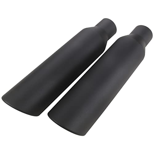 LCGP 2 Pcs 2.5" Inlet Exhaust Tips,2.5" Inlet x 4" Outlet x 17" Overall Length, Weld On, Universal Stainless Steel Black Diesel Exhaust Tailpipe - Image 2