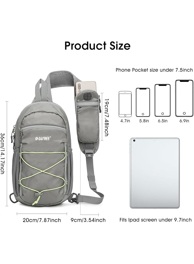 G4Free RFID Blocking Crossbody Sling Chest Bag Hiking Daypack Backpack Water Resistance Nylon with Front Phone Pocket for Women Men - Image 4
