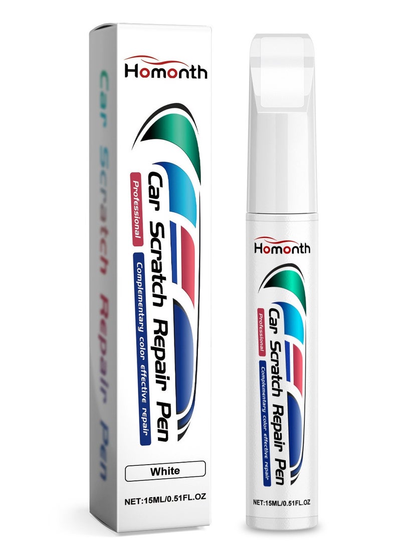 Homonth Touch Up Paint for Cars, Automotive Paint, 2 in 1 Car Touch Up Paint Erase Car Scratches Pen for Vehicles, Quick & Easy to Repair Universal Car Paint (White)  - Image 1