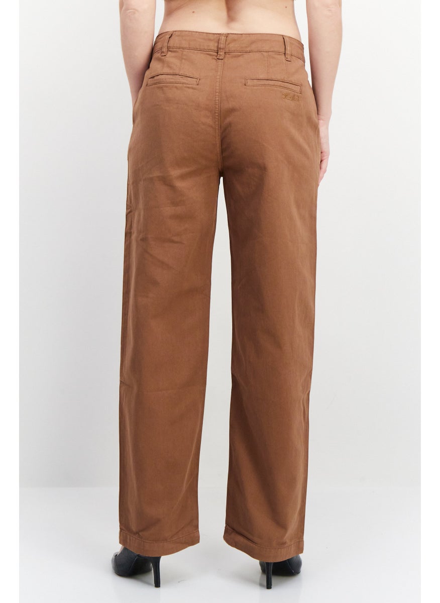 X-Girl Women Regular Fit  Solid Pants, Brown  - Image 3