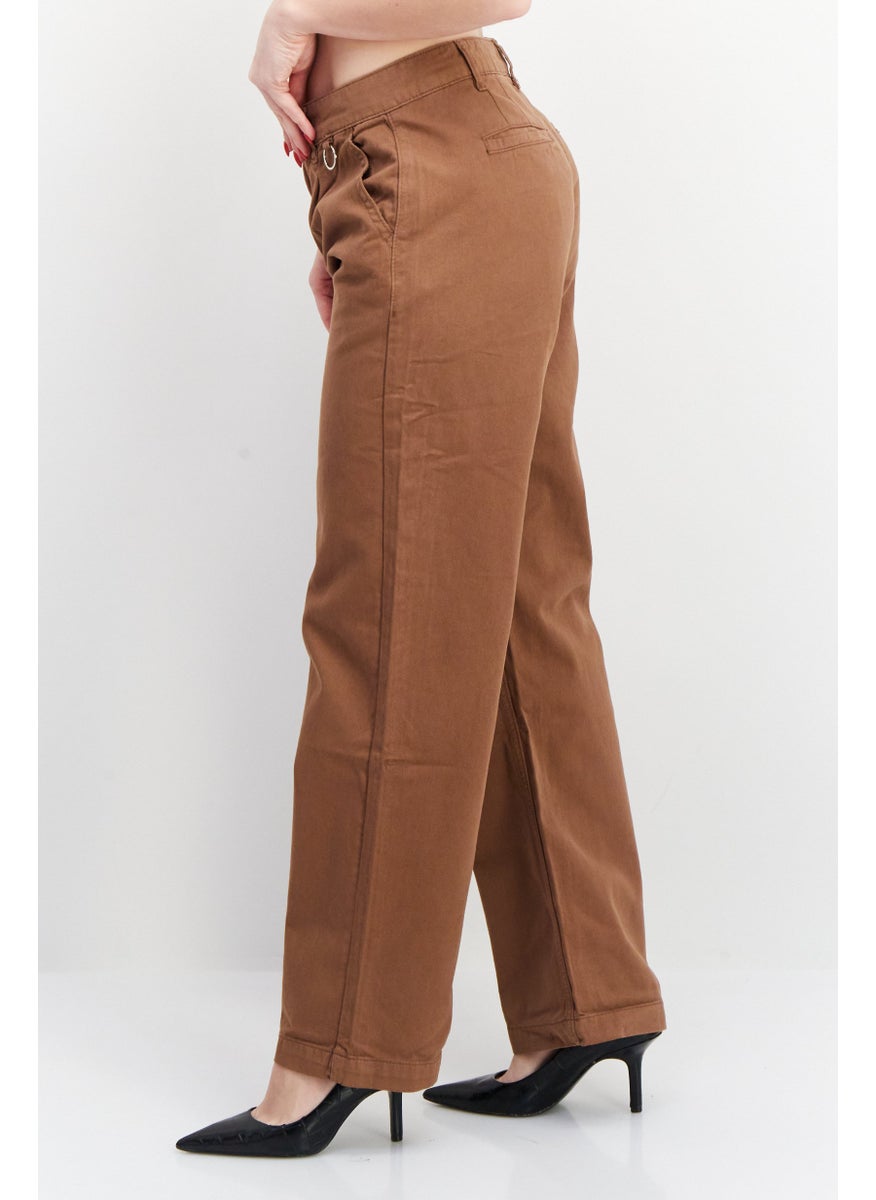 X-Girl Women Regular Fit  Solid Pants, Brown  - Image 2