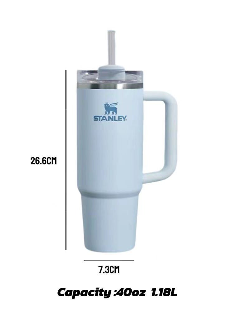 Stanley 40oz Double-Wall Vacuum Insulated Tumbler | 3-Mode Leak-Proof Rotating Lid + Detachable Straw | 18/8 Recyclable Stainless Steel | Car Cup Holder Compatible | Glacier Blue - Image 5