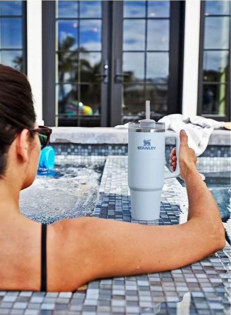 Stanley 40oz Double-Wall Vacuum Insulated Tumbler | 3-Mode Leak-Proof Rotating Lid + Detachable Straw | 18/8 Recyclable Stainless Steel | Car Cup Holder Compatible | Glacier Blue - Image 3