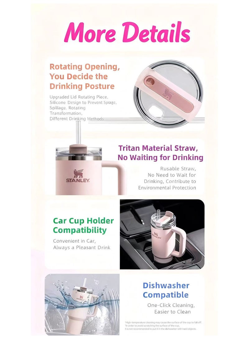 Stanley 40oz Double-Wall Vacuum Insulated Tumbler | 3-Mode Leak-Proof Rotating Lid + Detachable Straw | 18/8 Recyclable Stainless Steel | Car Cup Holder Compatible | Glacier Blue - Image 4