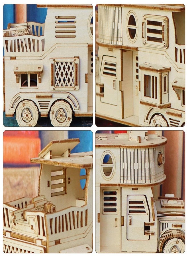 Foyucool 3D Wooden Puzzle for Adults, DIY Motor Home Model, Creative Assembly Model Building for Adults, DIY Assembly Puzzle, Woodcraft Kit for Christmas Day - Image 4