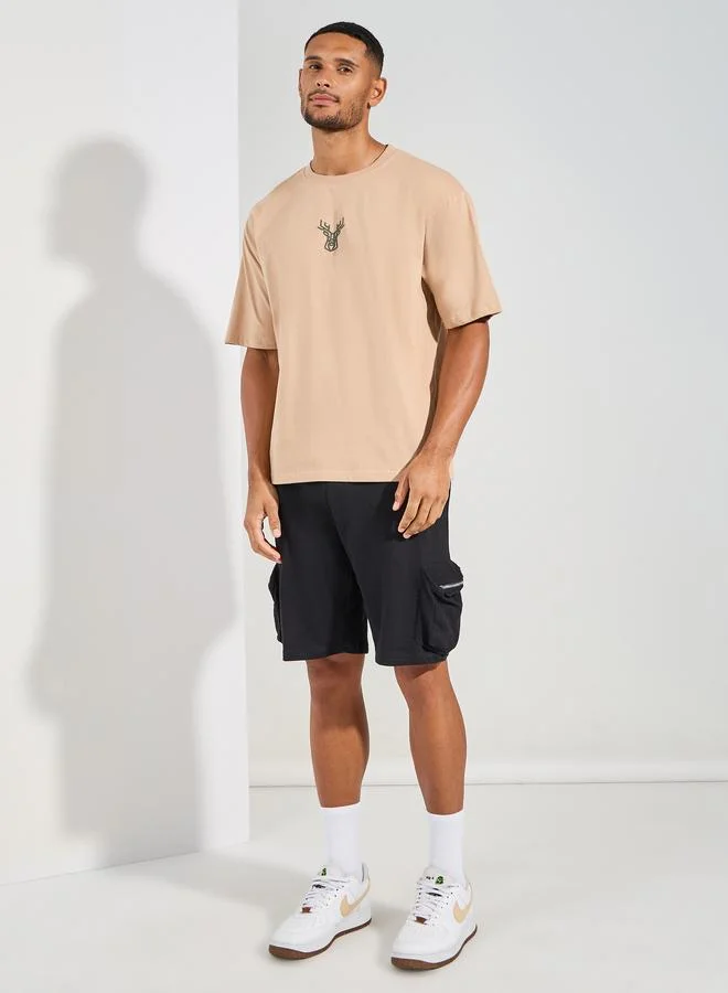 Styli Styli HD Minimal Print Oversized Compact Jersey T-Shirt