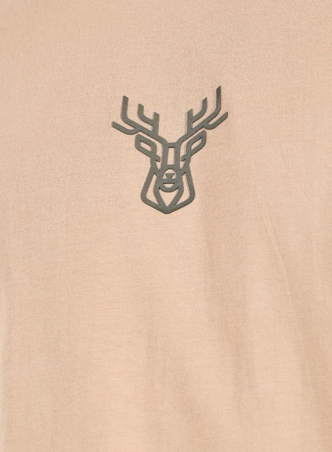 ستايلي Styli HD Minimal Print Oversized Compact Jersey T-Shirt
