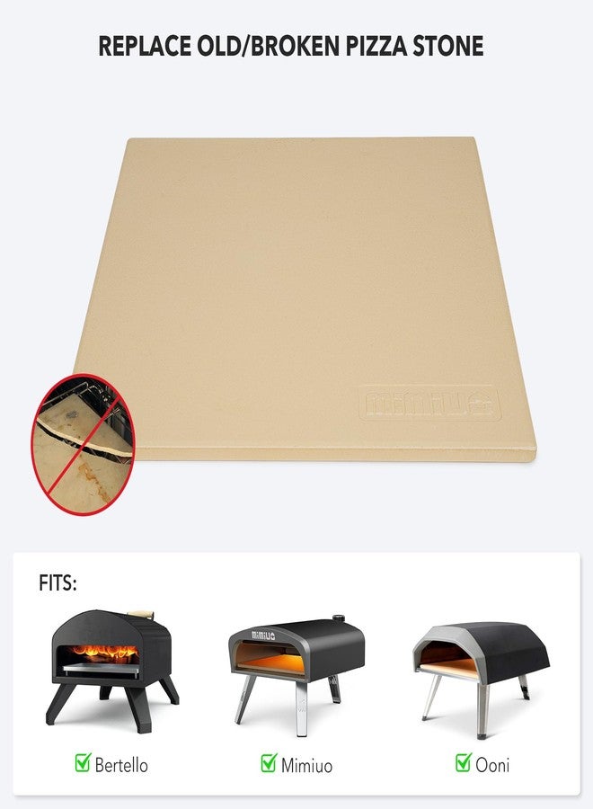Mimiuo 13 Inch Square Pizza Stone for Oven & BBQ Grill - Heavy Duty Cordierite Baking Stone, Compatible with Ooni Fyra/Koda/Karu 12, Thermal Shock Resistant up to 2200℉ - Perfect Crispy Crust Pizza - Image 3