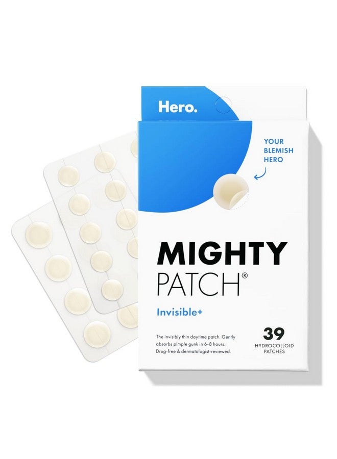 مايتي باتش رقعة هيرو كوزماتيكس غير المرئية من مايتي باتش - رقعة نهارية من الهيدروكولويد لعلاج حب الشباب والبثور، ملصقات رقيقة للغاية للوجه والبشرة (24 رقعة متوسطة و15 رقعة صغيرة) - Image 1