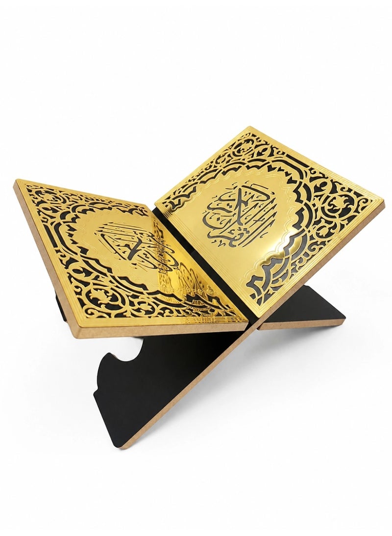 Slema Foldable Wooden Book Stand Quran Bible Book Holder Muslim Reading Bookshelf Magazine Cookbook Display Holder for Display Reading Prayer Chapel - Image 1