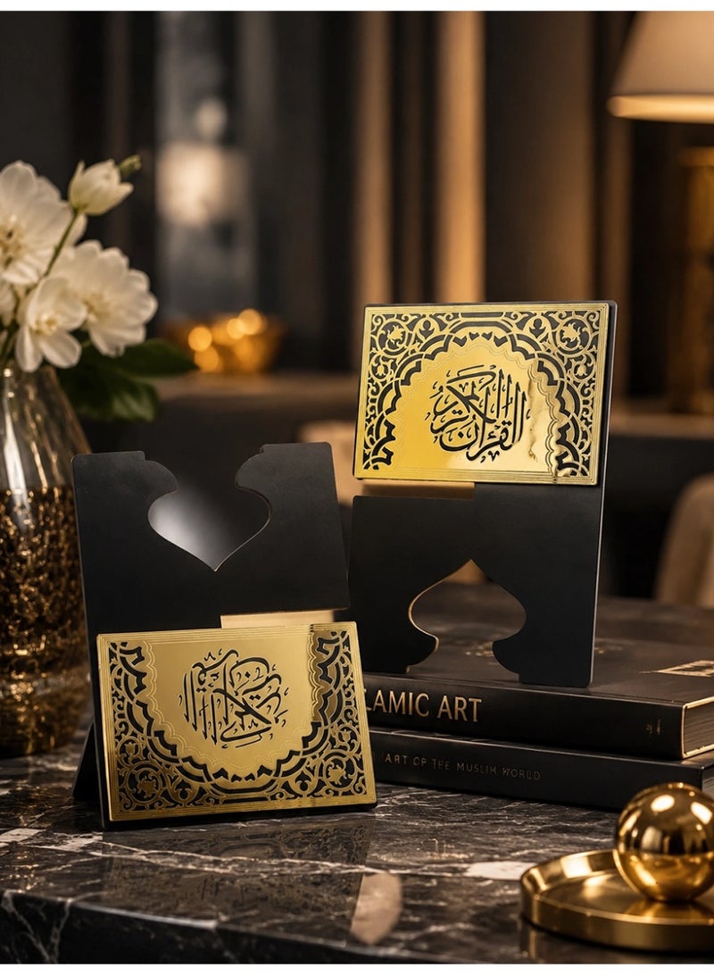 Slema Foldable Wooden Book Stand Quran Bible Book Holder Muslim Reading Bookshelf Magazine Cookbook Display Holder for Display Reading Prayer Chapel - Image 3