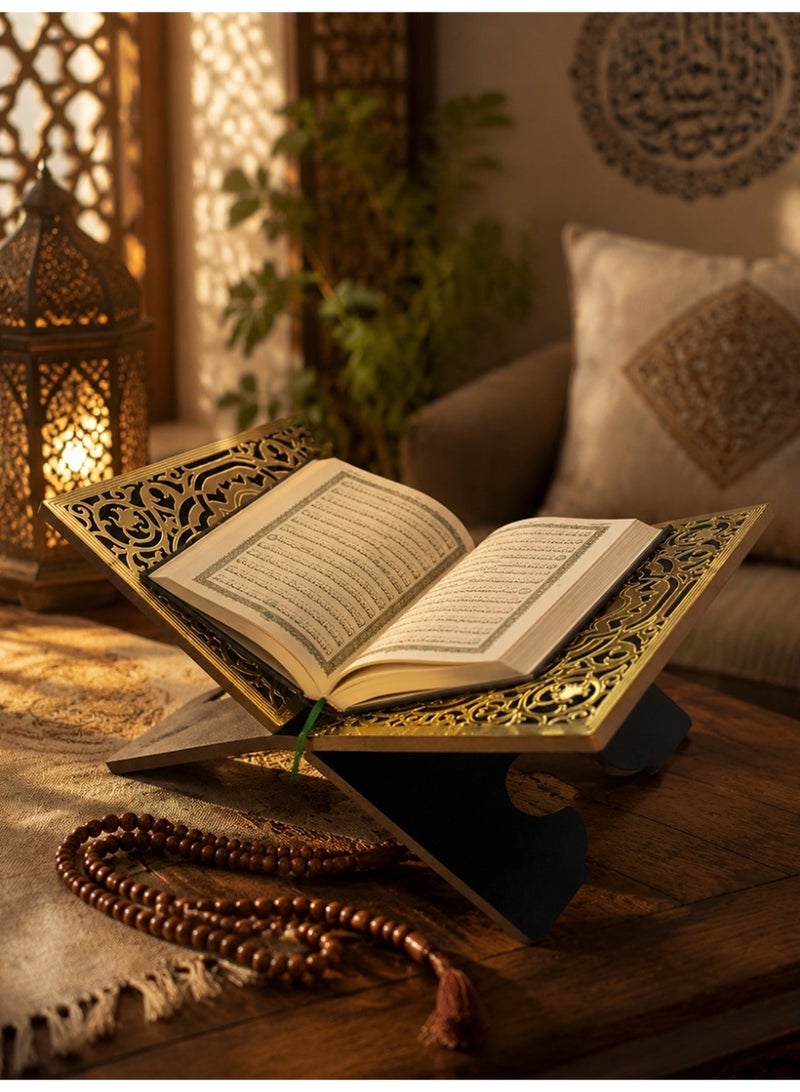 Slema Foldable Wooden Book Stand Quran Bible Book Holder Muslim Reading Bookshelf Magazine Cookbook Display Holder for Display Reading Prayer Chapel - Image 5