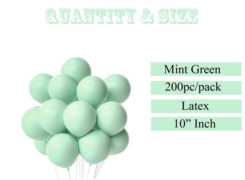 atorakushon Latex Mint Green Color 10" Inch Pastel Balloons Pack Of 200pcs Best For Theme Party Decoration Happy Birthday Party Supplies Wedding Anniversary Office Party Purpose House party - Image 2