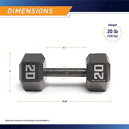 Marcy 20lb Cast Iron Hex Dumbbell, Single, IV-2020 - Image 2