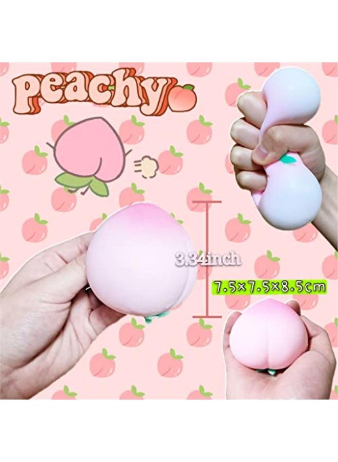 Generic Kawaite Squishy Stress Balls Peach Squeeze Ball 1 Pack, Fun Dough Ball Stretchy Fidget Toys Stress Ball for Kids ＆ Adults, Ideal for Autism/ADHD/Teens Anxiety  - Image 4