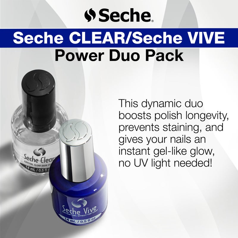 Seche Clear/Vive Base Coat and Gel Top Coat Duo Pack â€“ Nail Strengthening & Long-Lasting High Shine, Top Coat Gel Nail Polish, Manicure Set, 14 mL Each - Image 3