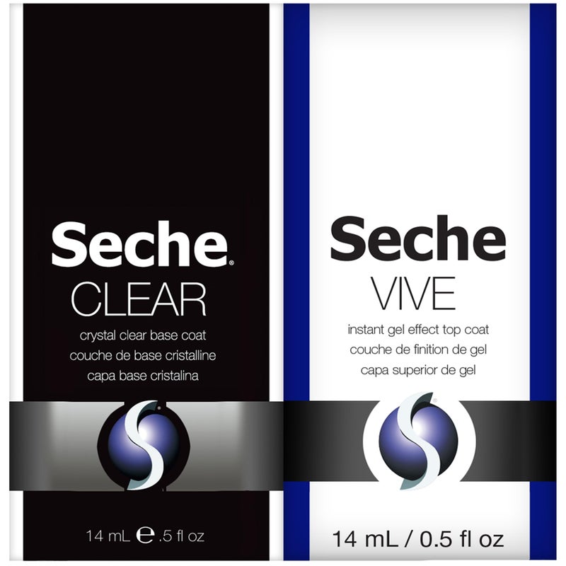 Seche Clear/Vive Base Coat and Gel Top Coat Duo Pack â€“ Nail Strengthening & Long-Lasting High Shine, Top Coat Gel Nail Polish, Manicure Set, 14 mL Each - Image 1